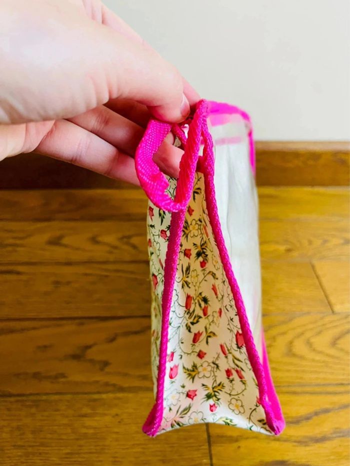Sublime pochette trousse toilette maquillage blanc et rose - photo numéro 3
