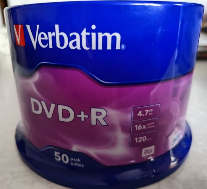 50 DVD+R Verbatim Neuf 120mn /4,7 Gb / Vitesse d'écriture 16x