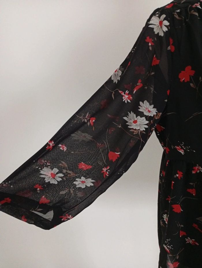 Ycoo - blouse noire taille L| motif floral - printemps été automne - photo numéro 4
