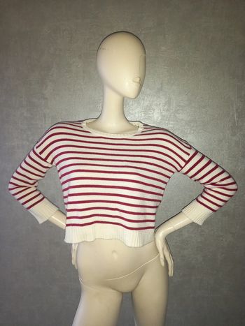 pull court rayé bordeaux et blanc jennyfer taille 34
