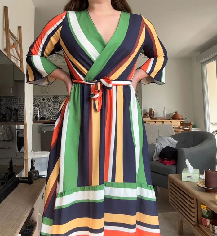 Robe colorée verte orange jaune - Made in Italy taille M - photo numéro 2