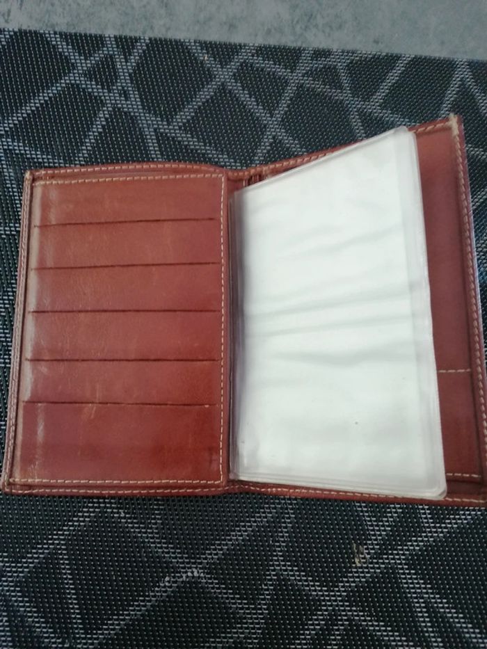 Portefeuille en cuir marron me champagne tbe - photo numéro 3