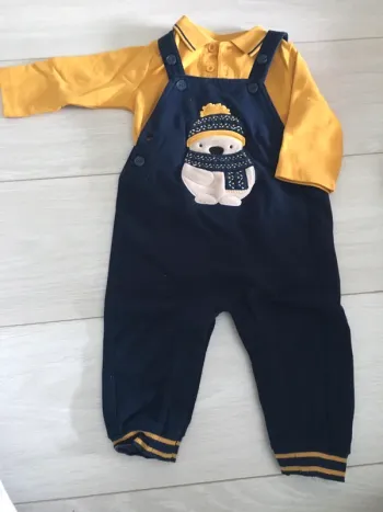 Ensemble salopette + polo 9 mois