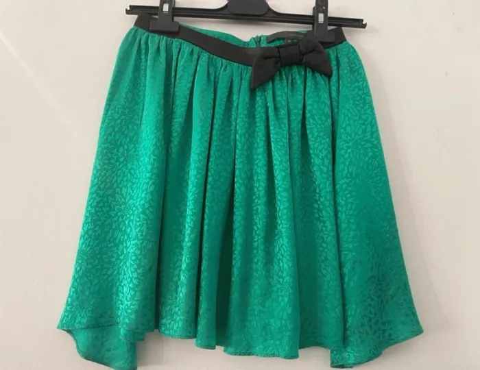 After pants jupe verte en 100 % soie taille 36