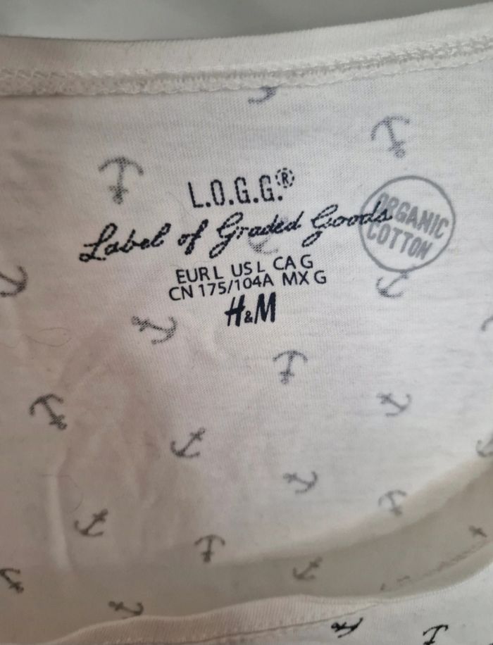 Tee-shirt h&m blanc ancre marine - photo numéro 2