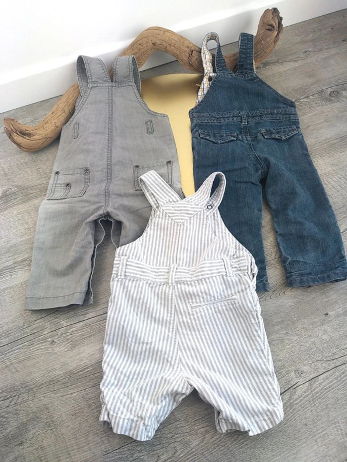 Lot de 3 salopettes 9 mois / 1 ans - photo numéro 2