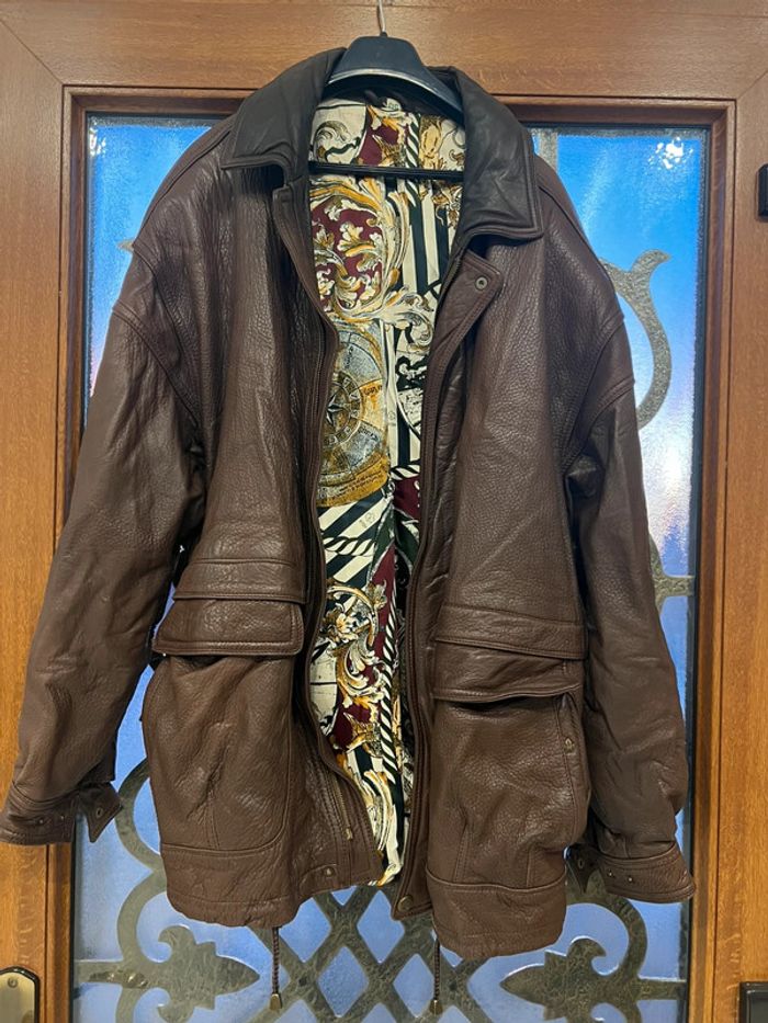 Manteau blouson veste cuir vintage taille L marque Heitorn