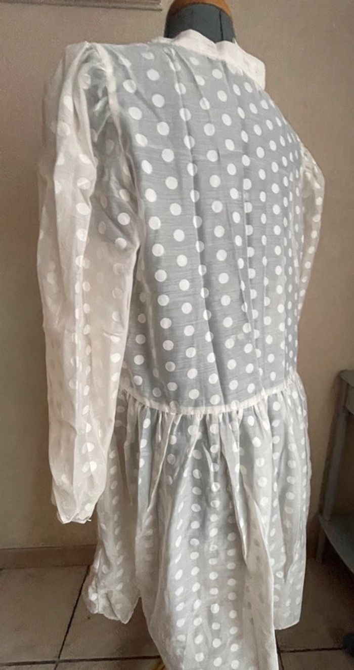 Robe organza écru jacquard à pois neuve t M - photo numéro 7