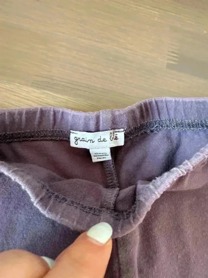 Legging Fille Grain de Blé Coton Violet - Très Bon État - Taille 12 Mois - photo numéro 2
