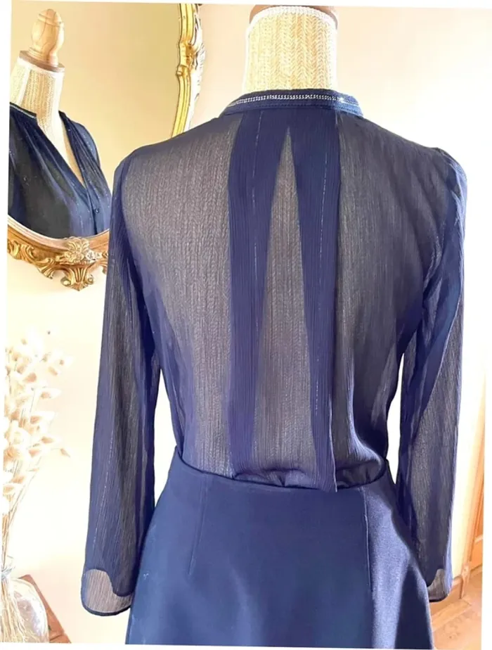 Sublime blouse chemise manche longue noir fluide Zara taille XS - photo numéro 3