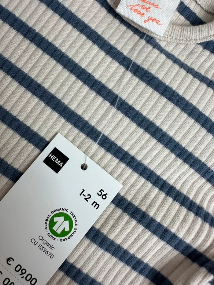 T-shirt rayé manches longues taille 1-2 mois Hema - photo numéro 4