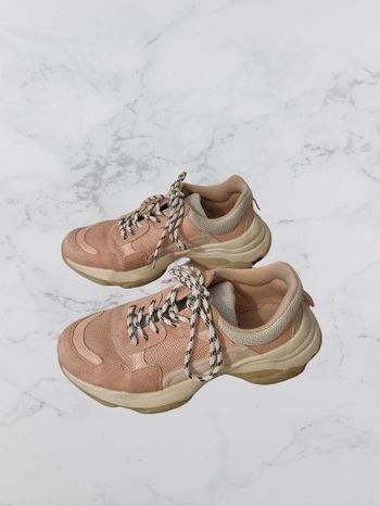 basket plateforme rose crème boohoo