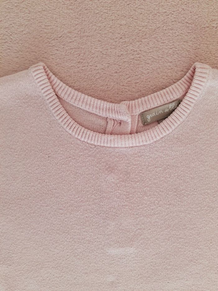 Robe manches longues en maille de coton rose clair Grain de Blé 3 ans avec volants - photo numéro 3
