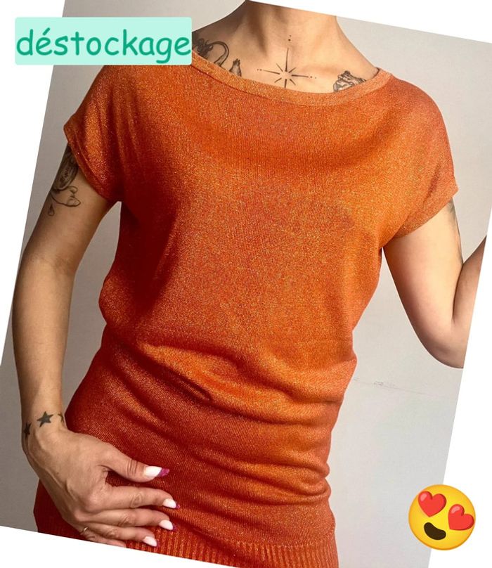 Tunique orange pailletée taille unique - Lolimiss - photo numéro 6
