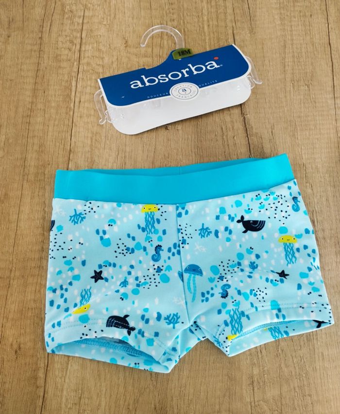 Maillot de bain boxer garçon bleu turquoise taille 18 mois Absorba - photo numéro 2
