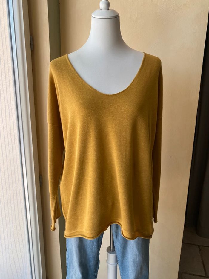 Pull Coton moutarde loose TU - photo numéro 2