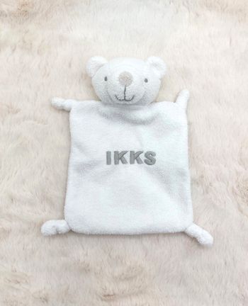 Doudou plat ours blanc éponge IKKS gris