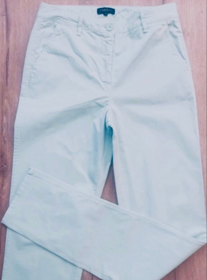 Pantalon Caroll taille 36 vert pastel amande Etat comme neuf - photo numéro 4