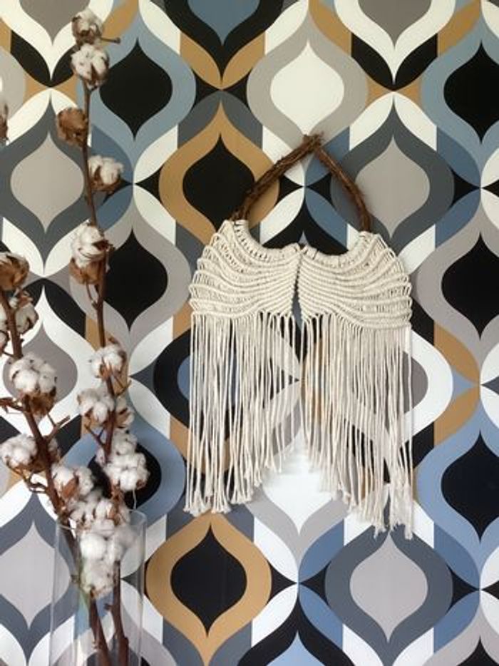 Aile ange sur coeur en osier