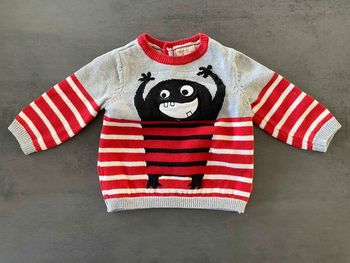 Pull raye rouge et gris Du Pareil Au Même