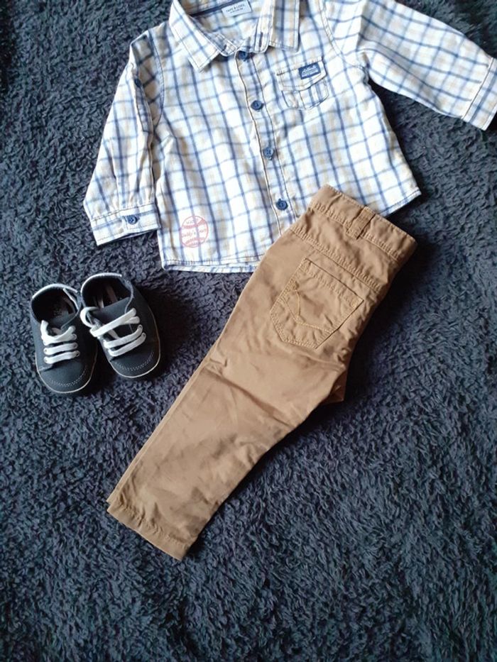 Ensemble chemise carreaux pantalon +chaussures - photo numéro 13