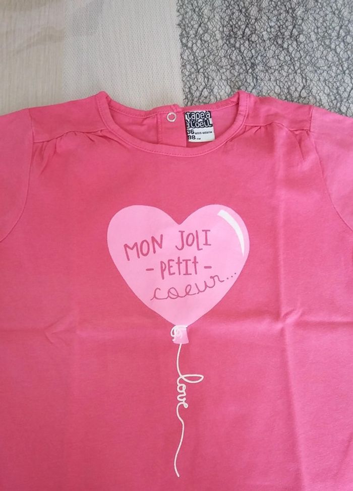 tee-shirt tape à l'oeil rose état comme neuf 36 mois - photo numéro 2
