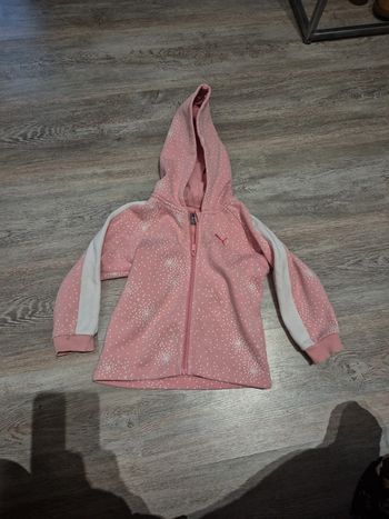 Veste jogging rose et blanc à capuche PUMA