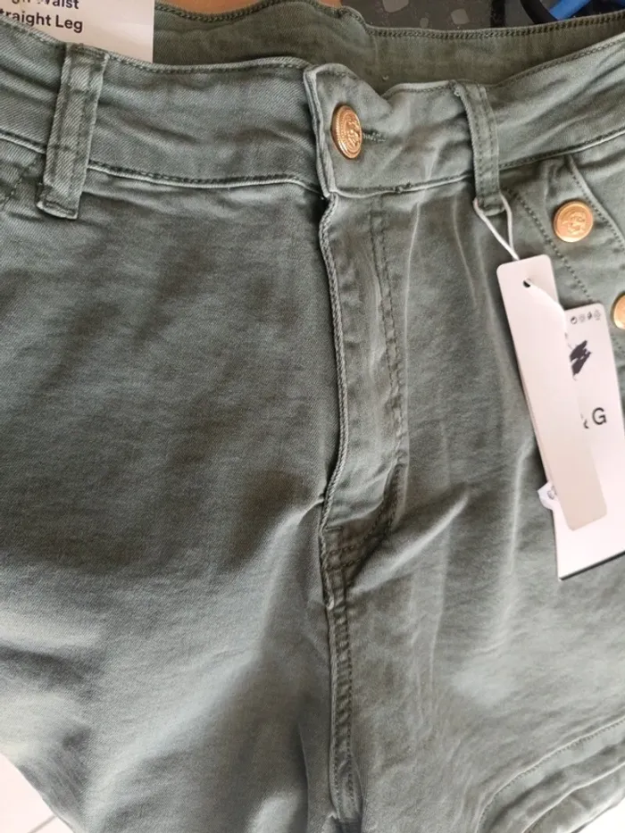 Short matière jeans elastanne kaki - photo numéro 3