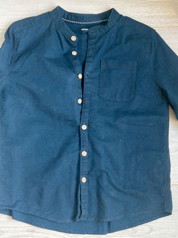 Chemise bleu col mao