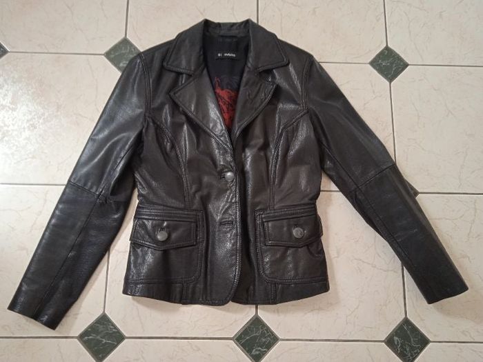 Veste en cuir noir femme Oakwood - 38