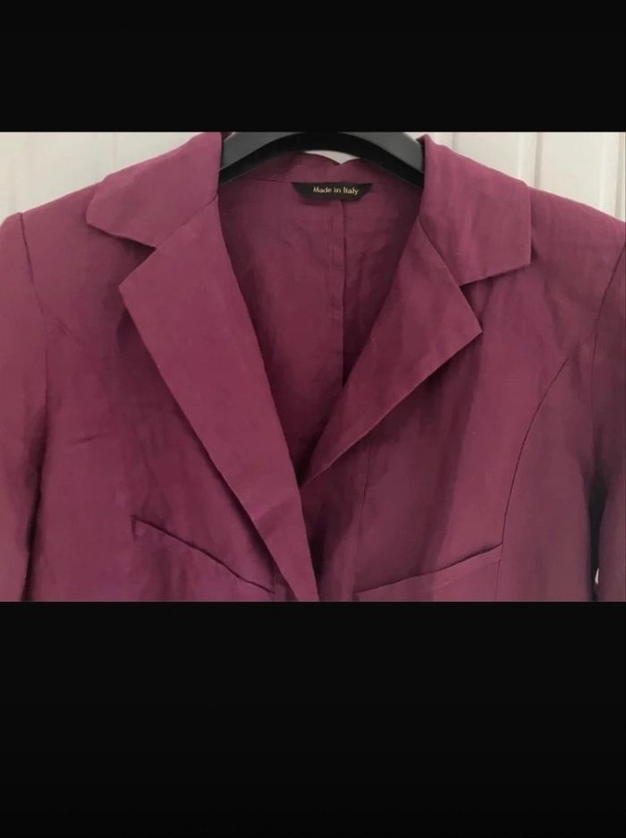 Veste chemise violette en lin vintage - photo numéro 2