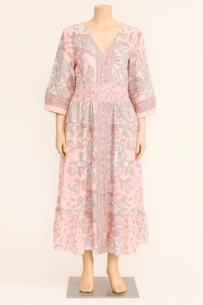 Robe rose pâle à motif - Taille XL - Aumora - photo numéro 9