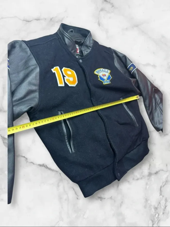 Veste Letterman Vintage Royals Canada Sportswear Noire Cuir et Laine Taille M - photo numéro 17