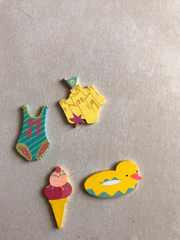 Lot de 4 embellissements bois thème plage