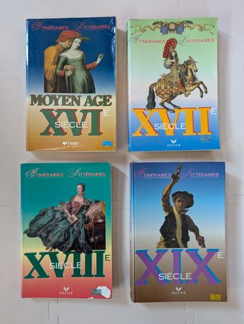 Lot 4 livres Itinéraires Littéraires Hatier – du Moyen Âge au XIXe siècle