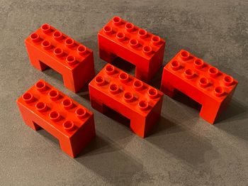 Lot de 5 Lego Duplo rouge brique coupée sur le bas 6394