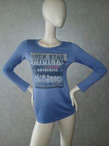 tee shirt bleu et argenté taille 38