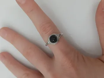 Bague pierre noir en acier inoxydable