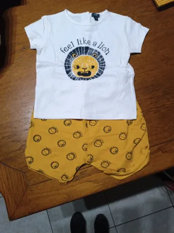 Ensemble t-shirt short moutarde Kiabi 86