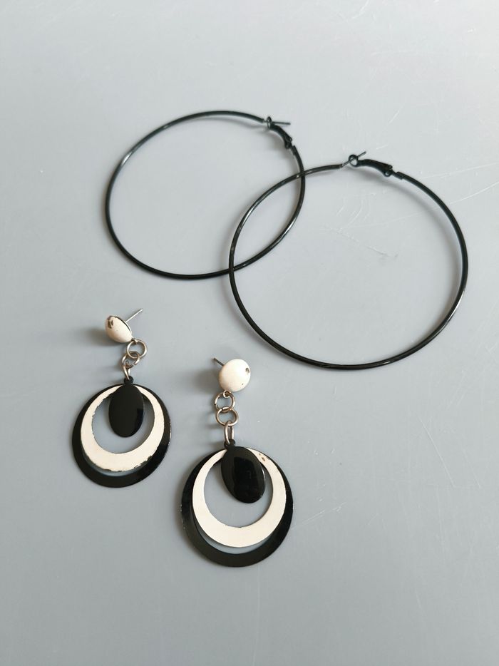 Lot 2 paires boucles d'oreilles rétro