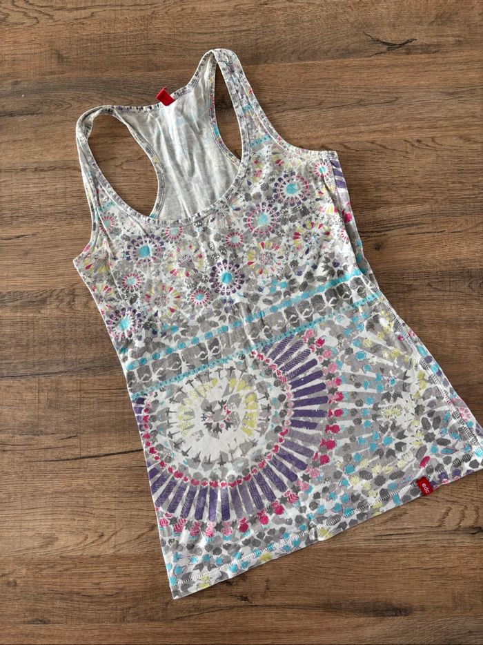 Débardeur blanc multicolore à motifs EDC - Taille XXS - Très bon état