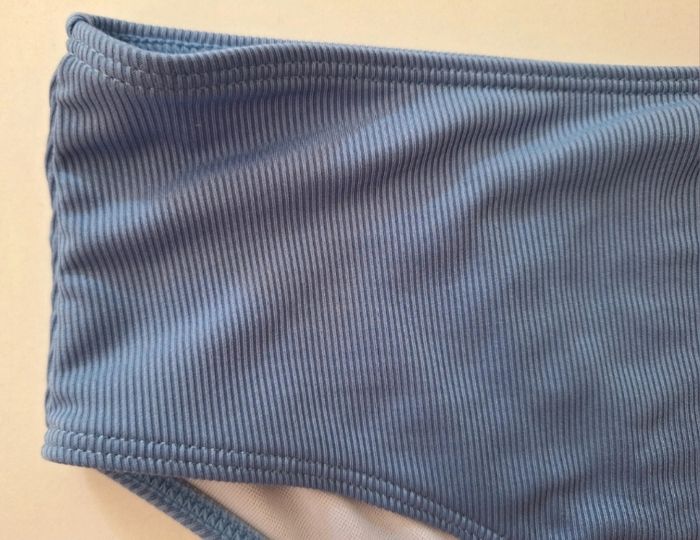 Culotte haute de maillot de bain bleu uni - photo numéro 2