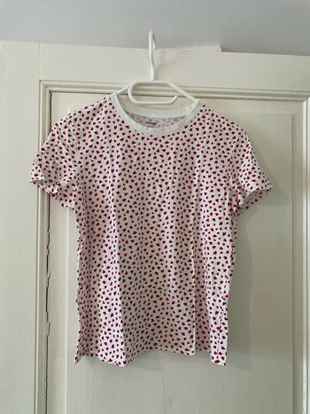 T-shirt manches courtes kiabi S motifs cœurs rouges