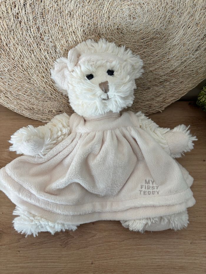 Doudou ours robe blanc my first teddy bukowski - photo numéro 2