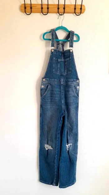 Salopette en jean bleu denim H&H 9/10 ans
