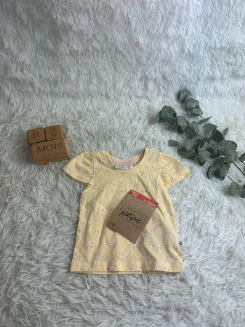 T-shirt jaune identic nature taille 2-4 mois