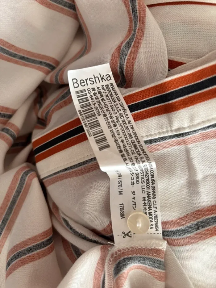 Chemise longue rayée marron noir blanc – Bershka – Taille M robe - photo numéro 7