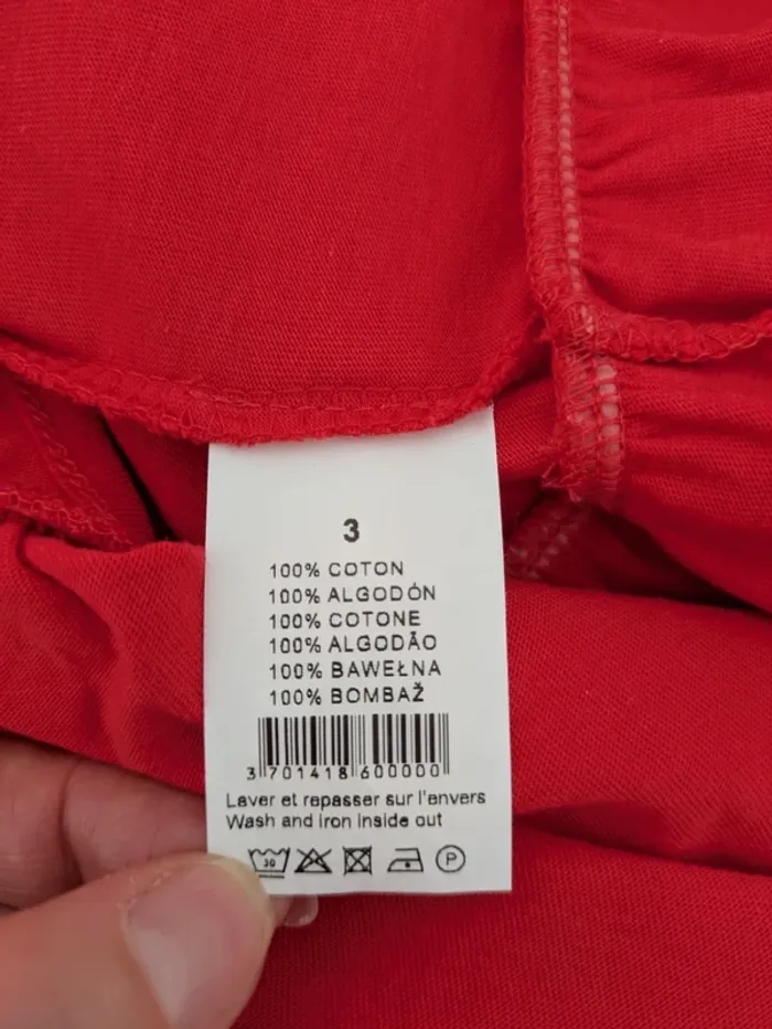 Robe d'été neuve rouge 100% coton - Grand Voile - taille 3 (42) - photo numéro 4