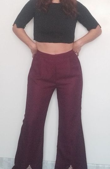 Pantalon large fluide bordeaux taille 44