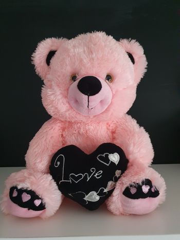 Ourson rose et noir 40cm
